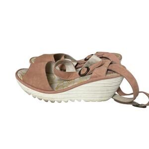 Fly London Women's Pinkish Open Toe Ankle Strap Wedge Sandal 39